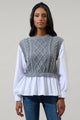 Javelina Mix Media Cable Knit SweaterVest Long Sleeve Top