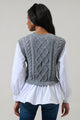 Javelina Mix Media Cable Knit SweaterVest Long Sleeve Top