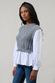 Javelina Mix Media Cable Knit SweaterVest Long Sleeve Top