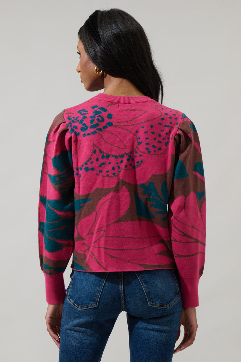 Zinnia Floral Gathered Shoulder Sweater – Sugarlips
