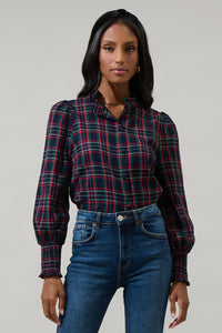 Chapman Plaid Split Neck Top