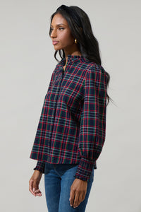 Chapman Plaid Split Neck Top