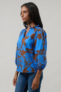 Ofelia Floral Kiley Split Neck Top