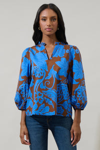 Ofelia Floral Kiley Split Neck Top