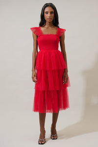 Valle Vista Tulle Smocked Midi Dress