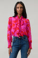 Kensie Floral Etienne Tie Neck Long Sleeve Blouse