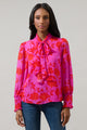 Kensie Floral Etienne Tie Neck Long Sleeve Blouse