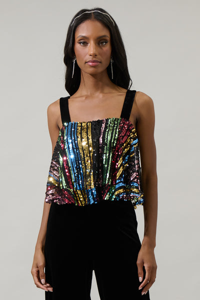 Jaen Striped Sequin Tank Top – Sugarlips