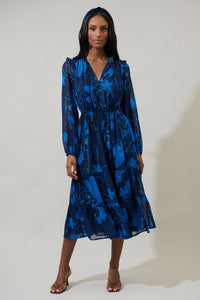 Bluford Floral Kristen Tiered Midi Dress