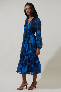 Bluford Floral Kristen Tiered Midi Dress