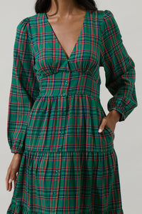 Jace Plaid Shely Button Down Midi Dress