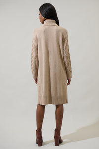 Raven Cable Knit Sweater Midi Dress