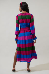 Saige Striped Ria Smocked Midi Dress