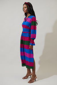 Saige Striped Ria Smocked Midi Dress