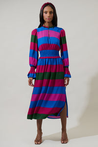 Saige Striped Ria Smocked Midi Dress