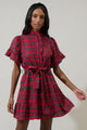 Arvada Plaid Cottonwood Ruffle Button Down Mini Dress