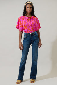 Inara Floral Roxette Raglan Tie Neck Blouse