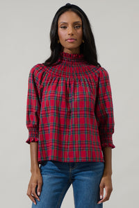 Jace Plaid Verity Smocked Top