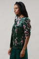 Sharon Floral Velvet Drape Sleeve Top