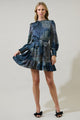 Kirby Geometric Sevilla Satin Ruffle Dress