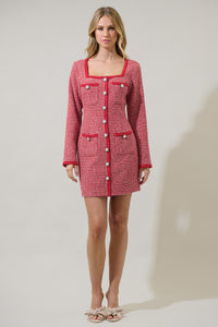 Yarnell Tweed Button Mini Dress