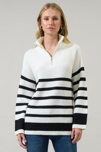 Tifton Striped Half Zip Up Sweater