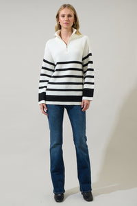 Tifton Striped Half Zip Up Sweater