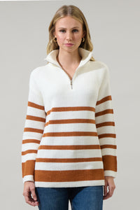 Tifton Striped Half Zip Up Sweater