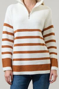 Tifton Striped Half Zip Up Sweater