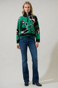 Carrey Floral Zip Up Sweater