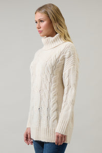 Quarry Cable Knit Turtleneck Tunic Sweater