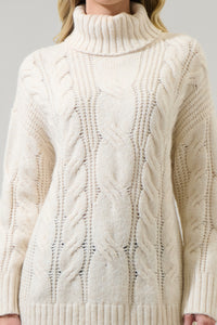 Quarry Cable Knit Turtleneck Tunic Sweater