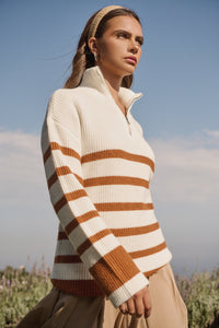 Tifton Striped Half Zip Up Sweater