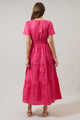 Cerise Floral Palmer Poplin Tiered Maxi Dress