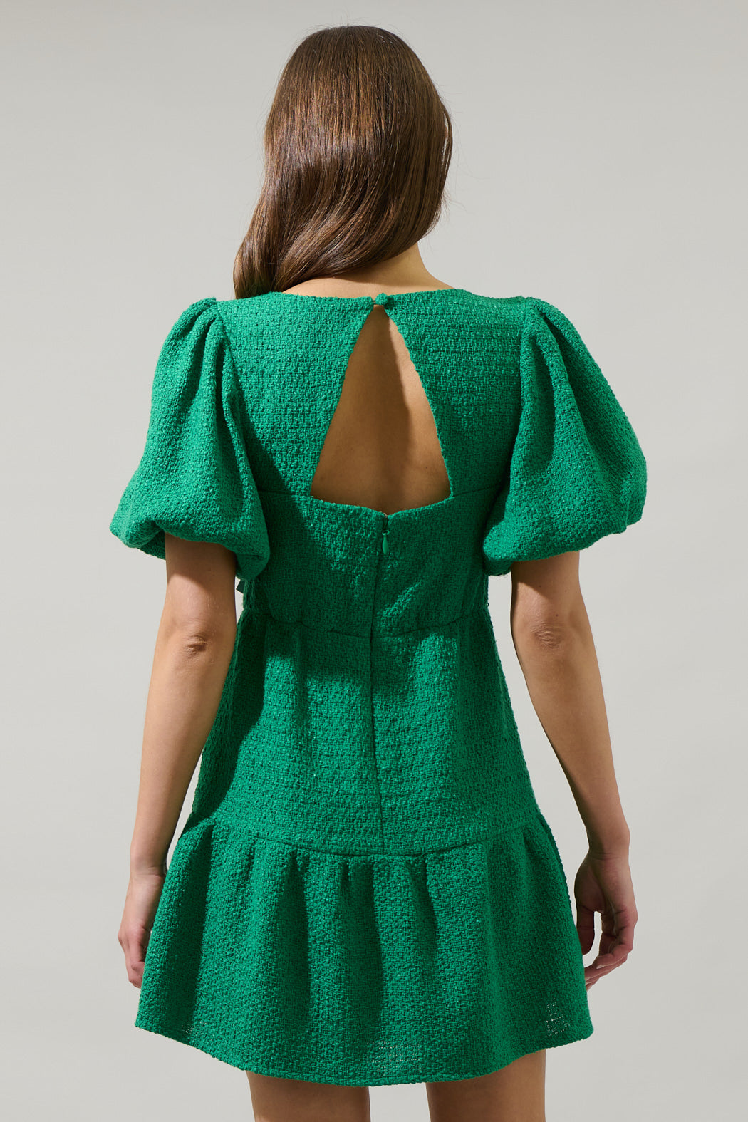 Trista Tweed May Tiered Mini Dress KELLY-GREEN / S by Sugarlips Trista Tweed May Tiered Mini Dress KELLY-GREEN / S by Sugarlips