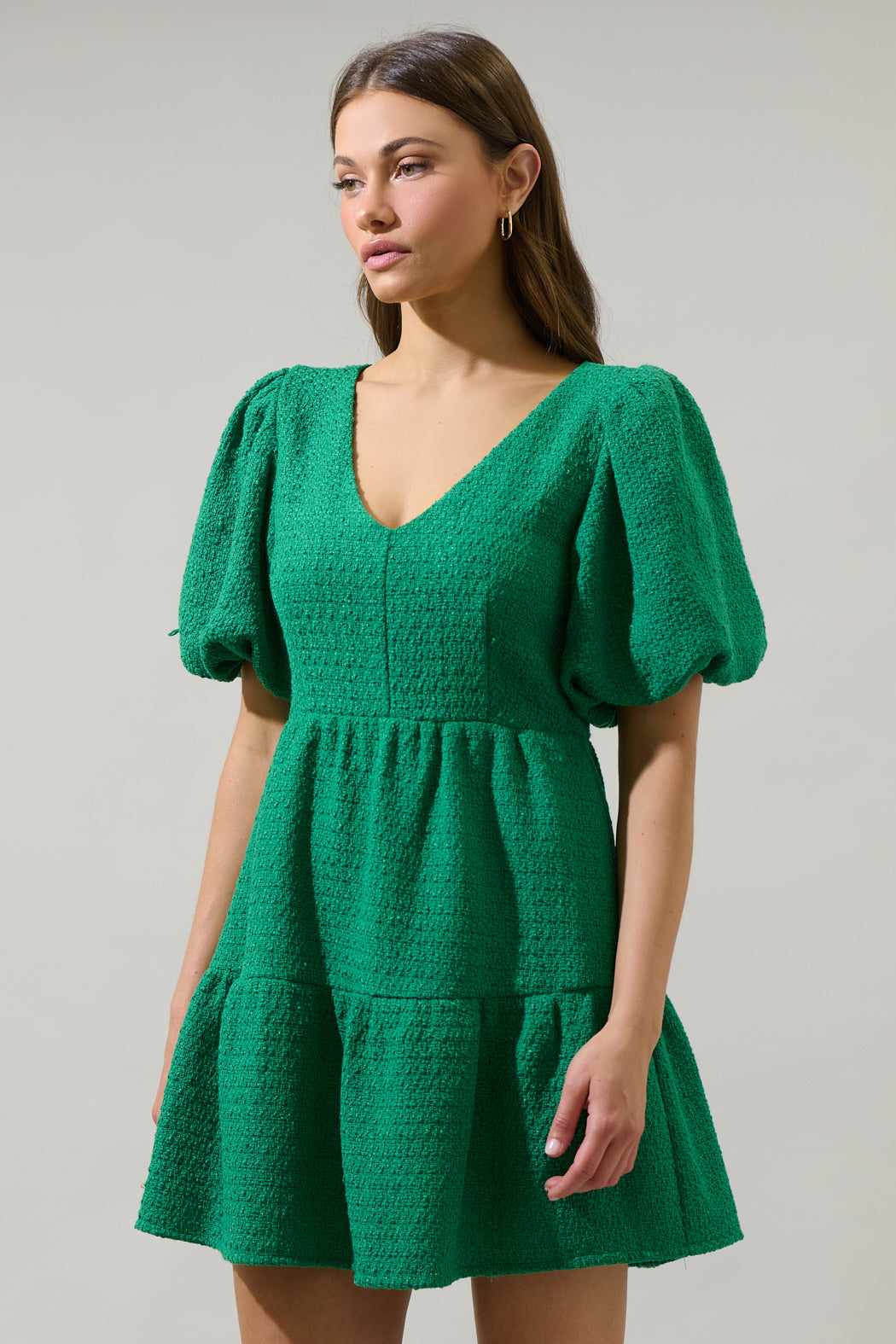 green tiered mini dress The Way You Smile Green & Blue Polka Dot Tiered Ruffle Mini Dress
