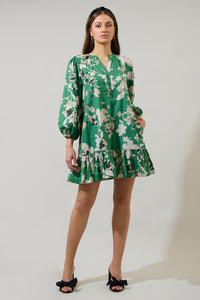 Nora Floral Whine Shift Mini Dress