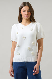 Tassa Floral Short Sleeve Sweater Top