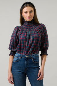 Jace Plaid Verity Smocked Top