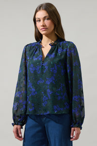 Sweetwater Floral Organza Bowie Long Sleeve Top