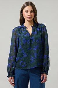 Sweetwater Floral Organza Bowie Long Sleeve Top