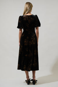 Ace Floral Abrina Velvet Midi Dress