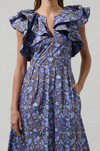 Bruceton Floral Santana Tie Back Midi Dress