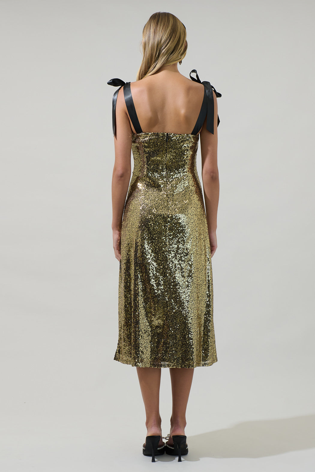 Adelisa Sequin Tie Strap Midi Dress Sugarlips Adelisa Sequin Tie Strap Midi Dress Sugarlips