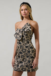 Jamille Jacquard Bow Strapless Mini Dress