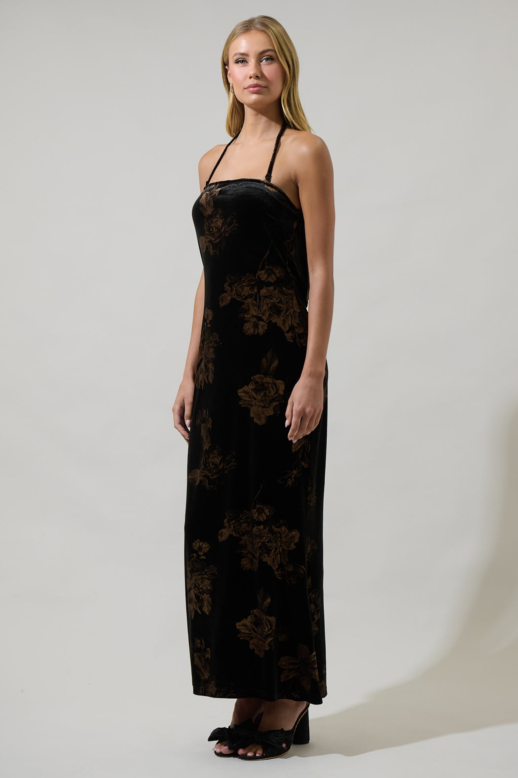 Ace Floral Dynamite Velvet Strapless Maxi Dress BLACK-MULTI / XS by Sugarlips Ace Floral Dynamite Velvet Strapless Maxi Dress BLACK-MULTI / XS by Sugarlips