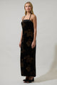 Ace Floral Dynamite Velvet Strapless Maxi Dress