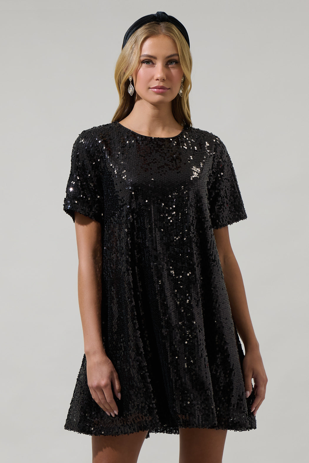 Ginevra Sequin Trapeze Mini Dress Black / XS by Sugarlips Ginevra Sequin Trapeze Mini Dress Black / XS by Sugarlips