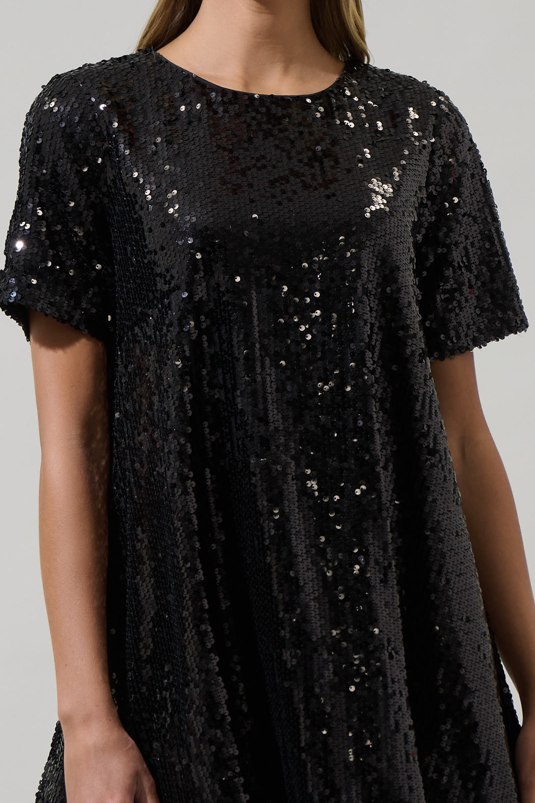 sequin trapeze dress High Neck Sleeveless Sequin Embellished Trapeze Dress