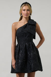 Mandy Jacquard Ivine Bow Mini Dress